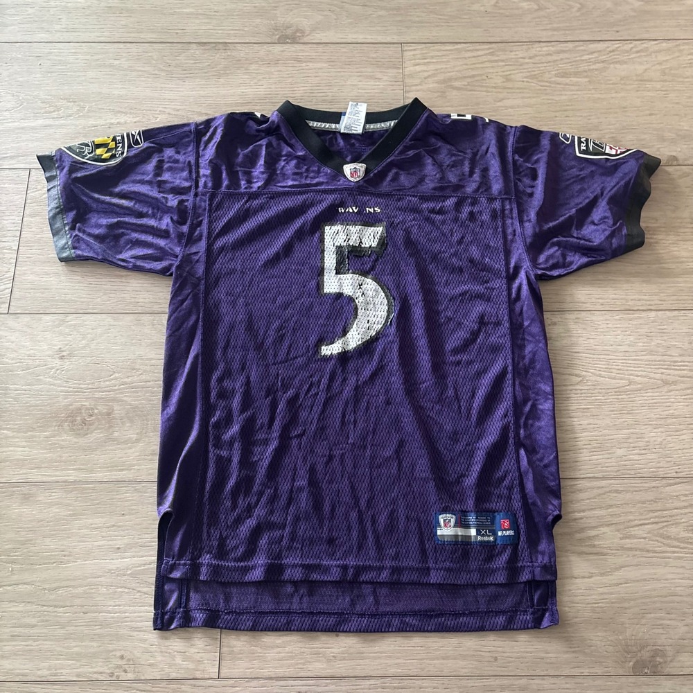 Reebok Baltimore Ravens Joe Flacco 5 Jersey Purple NFL FITS Mens Small